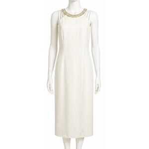 Bebe Dress 4 Off White Embellished Stud Crisscross Back HOCO Gala Formal FLAW